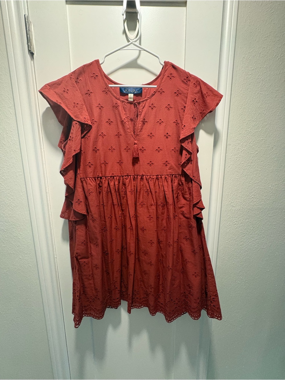 Women’s Rust Eyelet Ruffle Dress